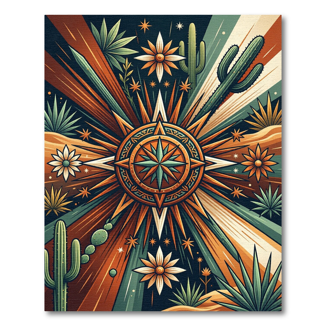 Southwestern Desert Compass Radiant Sun Rug