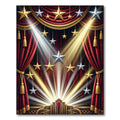 Regal Crimson Velvet Golden Starry Stage Rug