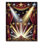 Regal Crimson Velvet Golden Starry Stage Rug