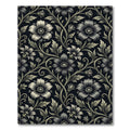 Antique Black Floral Vine Swirl Rug