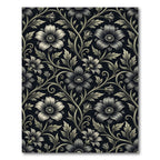 Antique Black Floral Vine Swirl Rug