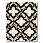 Sophisticated Black and Beige Quatrefoil Rug