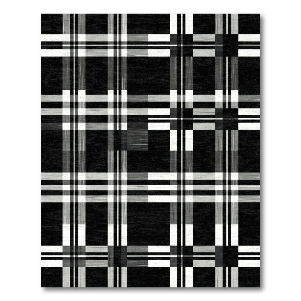 Black white intersecting plaid Rug