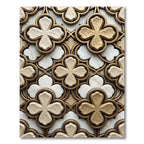 Gold Marble Quatrefoil Geometric Interlocking Rug