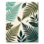 Deep Forest Fern Leaf Arrangement Rug