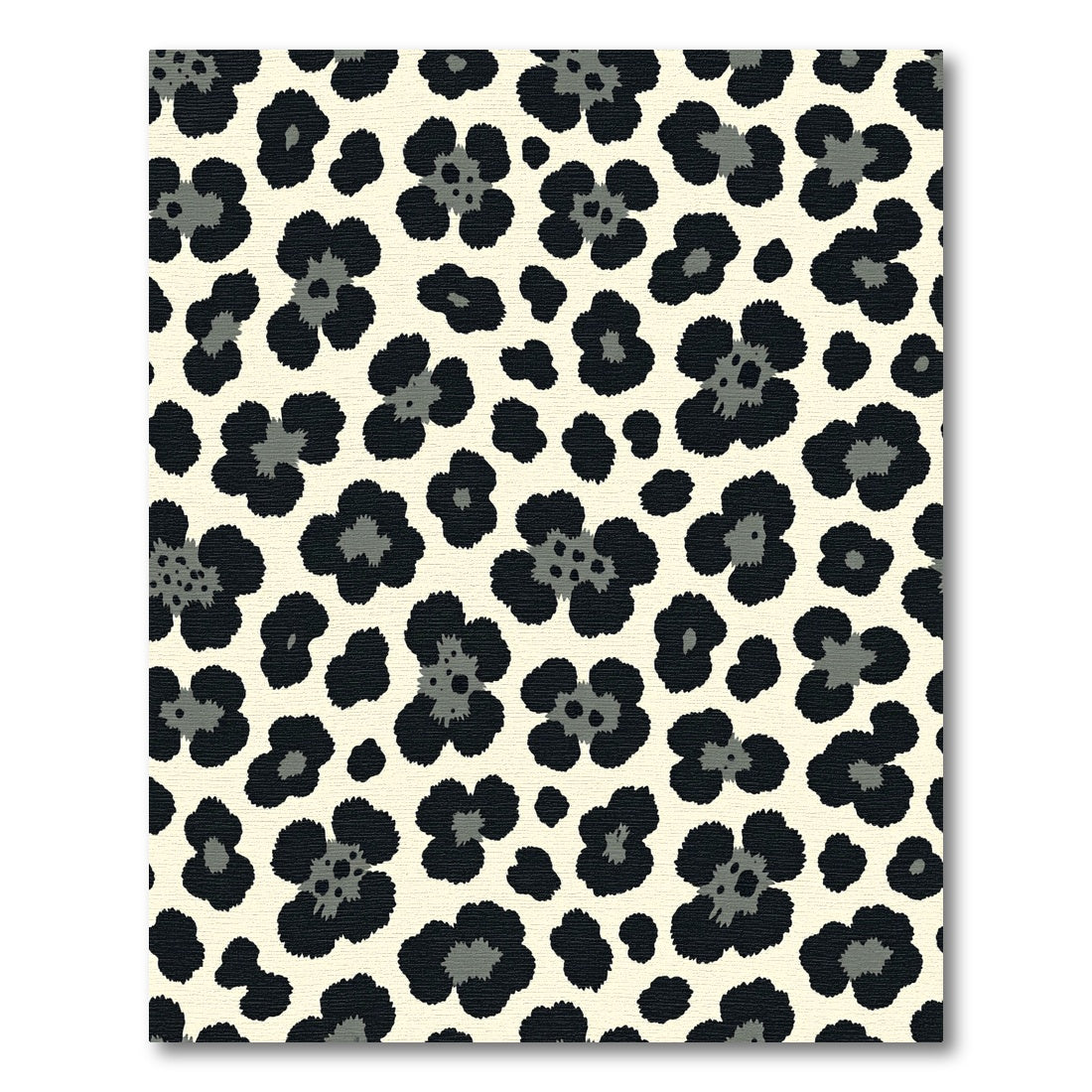 Black Gray Floral Animal Print Rug