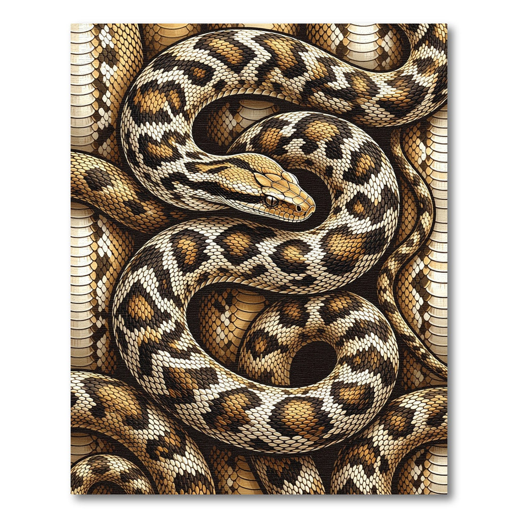 Intricate Golden Brown Serpent Scale Texture Rug