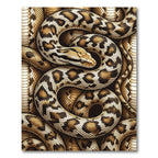 Intricate Golden Brown Serpent Scale Texture Rug