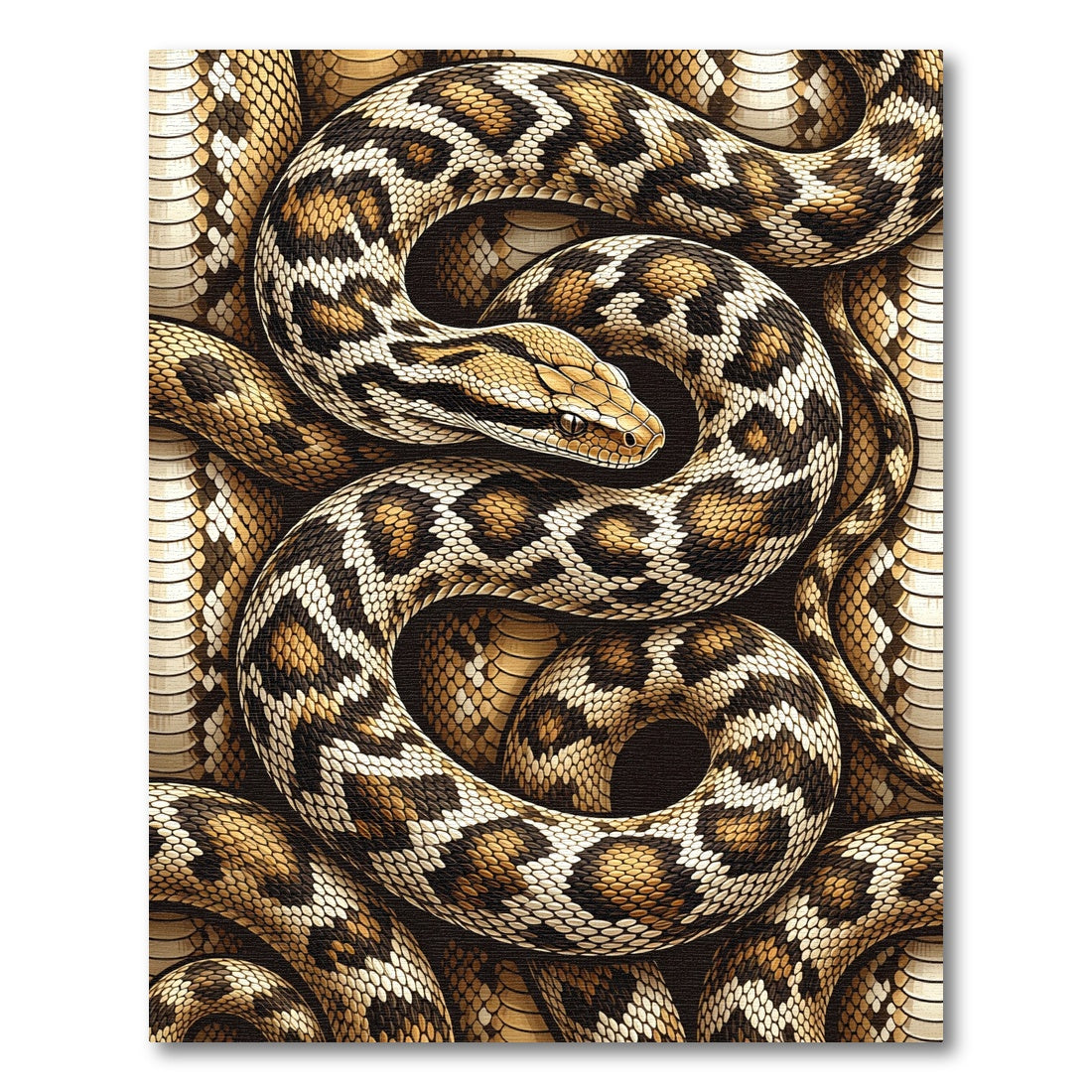 Intricate Golden Brown Serpent Scale Texture Rug