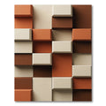 Terracotta Brown Cream Block Arrangement Rug