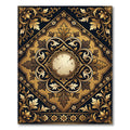 Ornate Golden Floral Filigree Medallion Rug