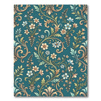 Elegant Teal Floral Scroll Damask Rug