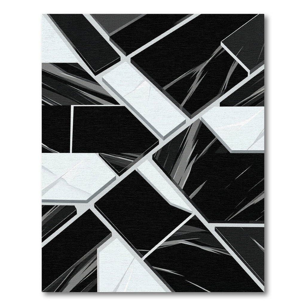 Modern Geometric Black White Shattered Rug