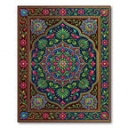 Vibrant Teal Floral Medallion Rug