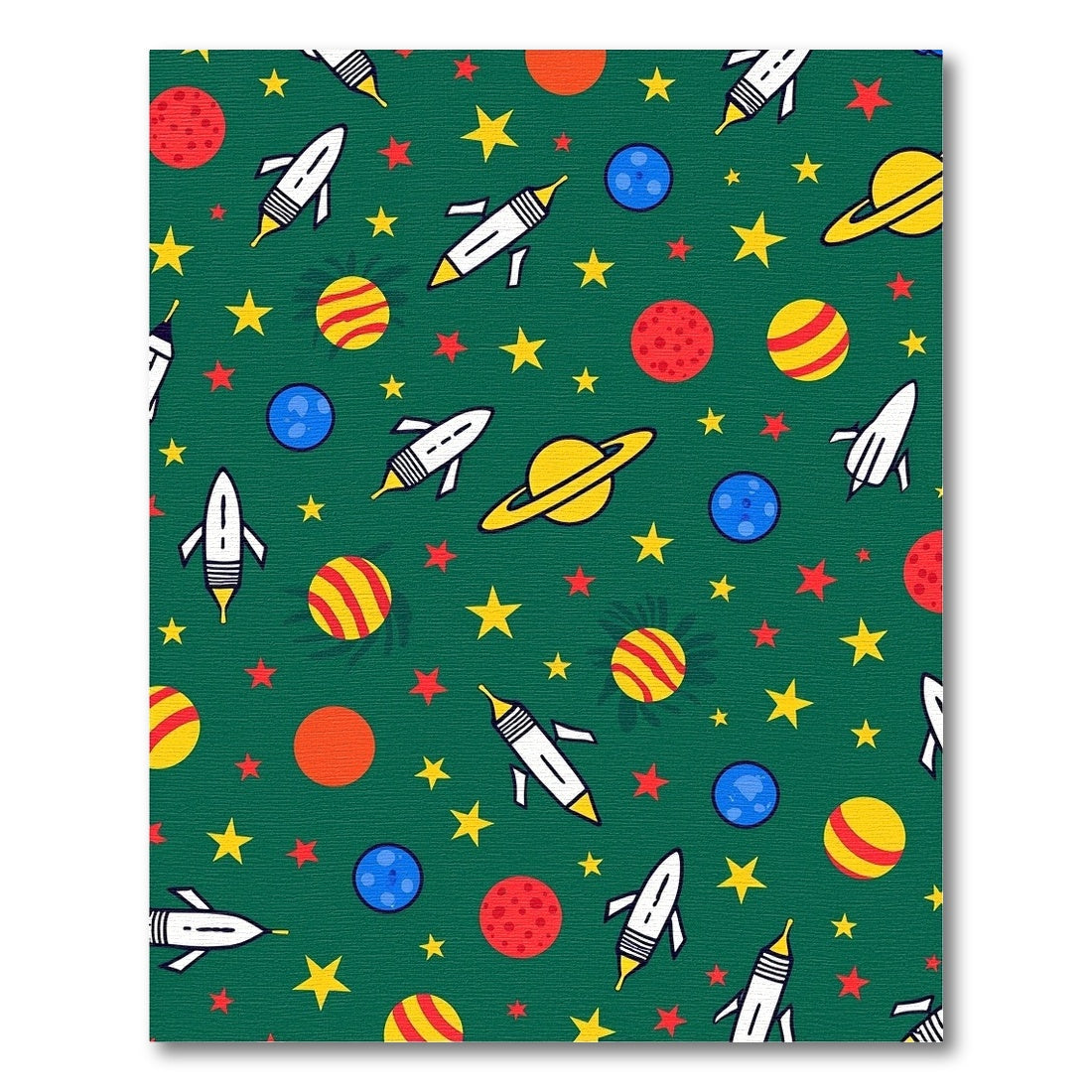 Whimsical Space Rocket And Stars Rug