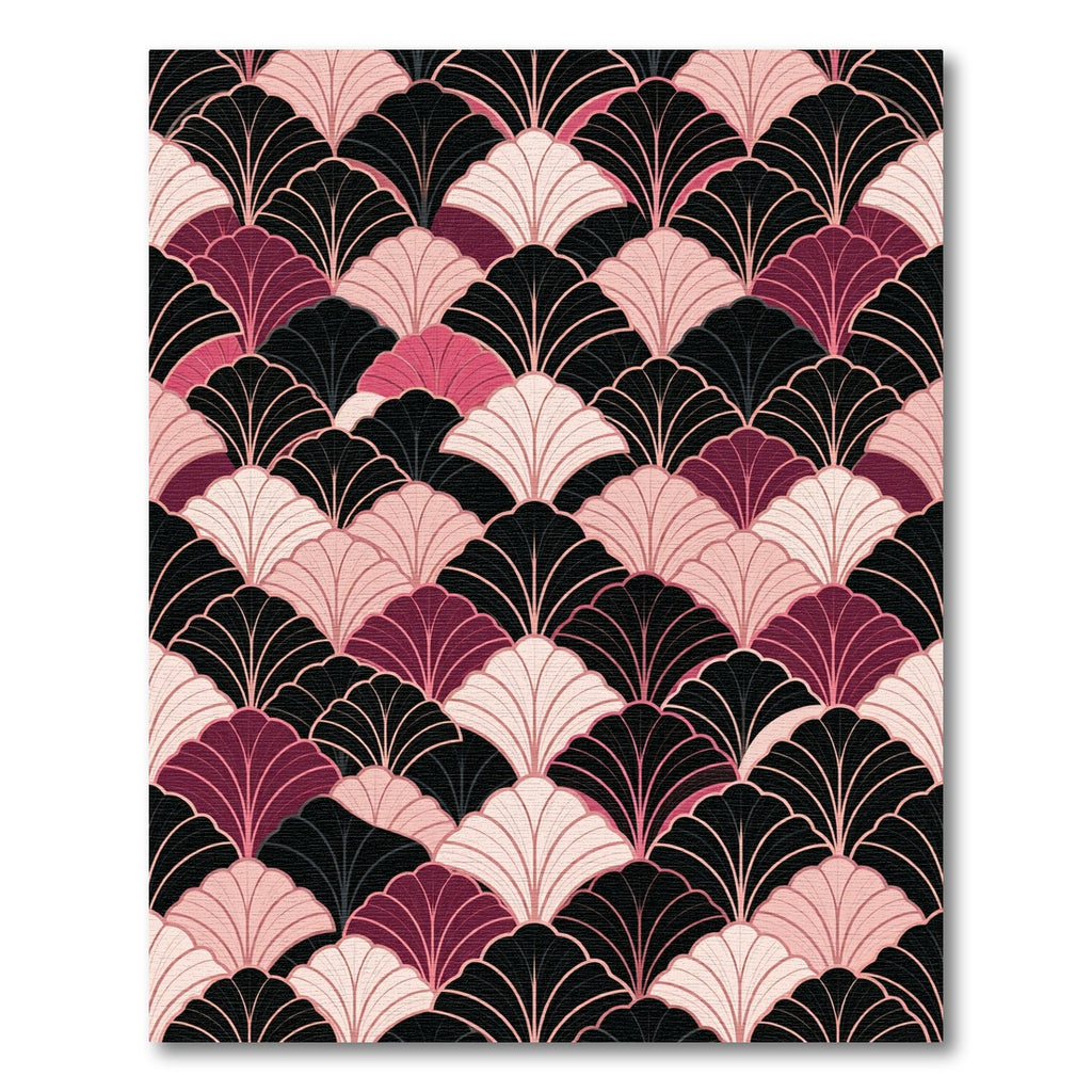 Art Deco Fan Blush Black Rug