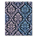 Elegant Blue Pink Damask Flourish Rug