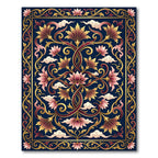 Midnight Gold Lotus Floral Flourish Rug