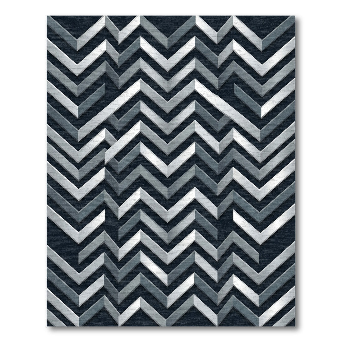 Silver Gray Chevron Geometric Rug