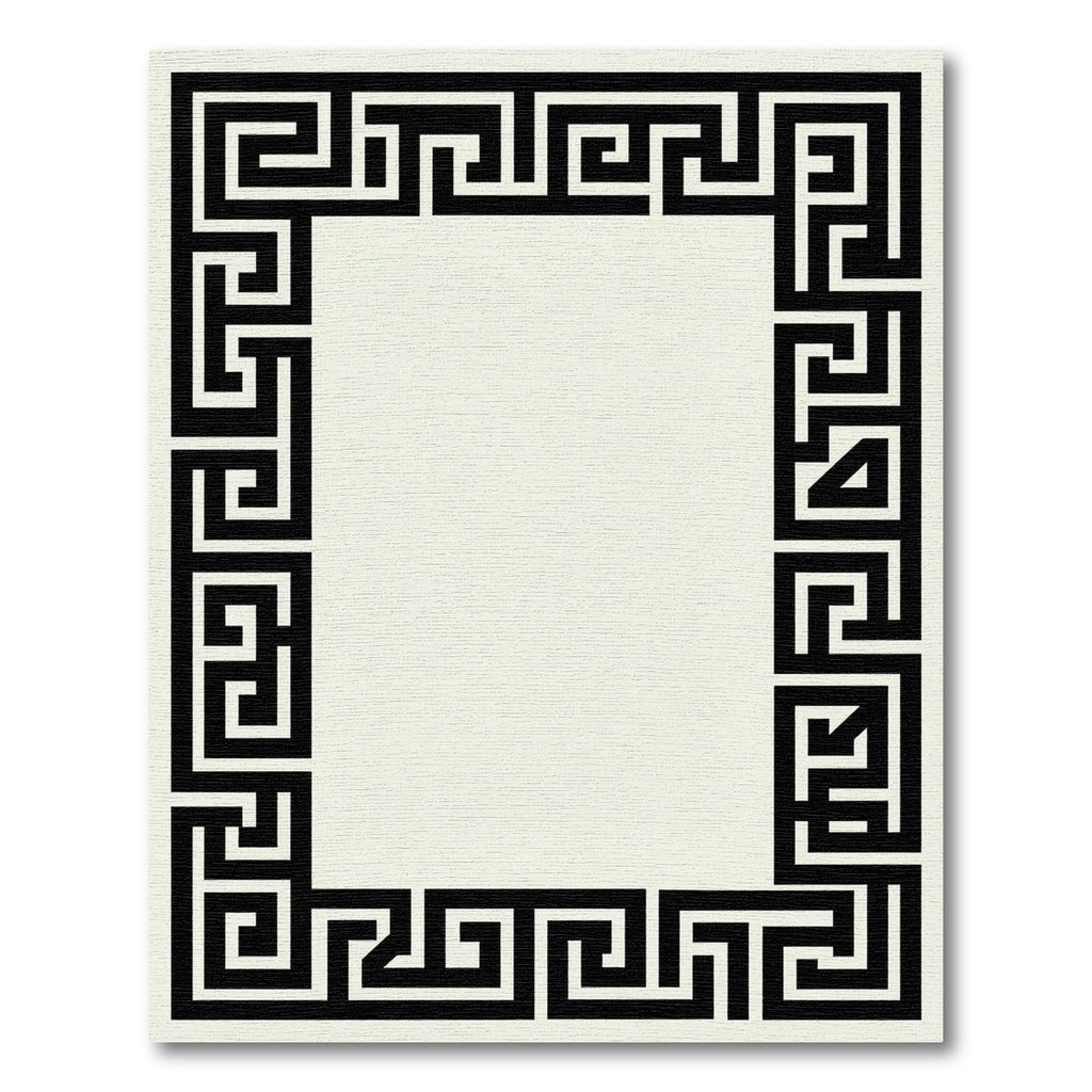 Black Geometric Maze Border Rug