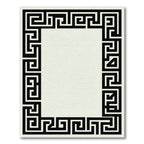 Black Geometric Maze Border Rug