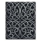 Elegant Silver Metallic Scrollwork Filigree Rug