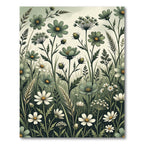 Sage Wildflower Meadow Botanical Illustration Rug