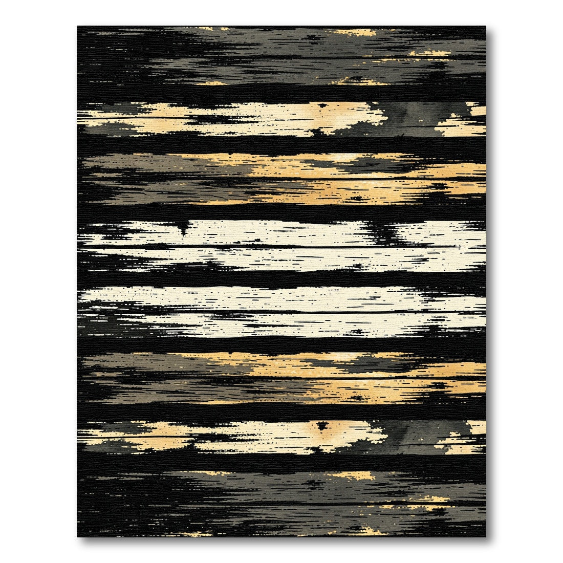 Rustic Gold Black Stripe Texture Rug