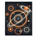 Celestial Golden Rings Cosmic Orbit Rug
