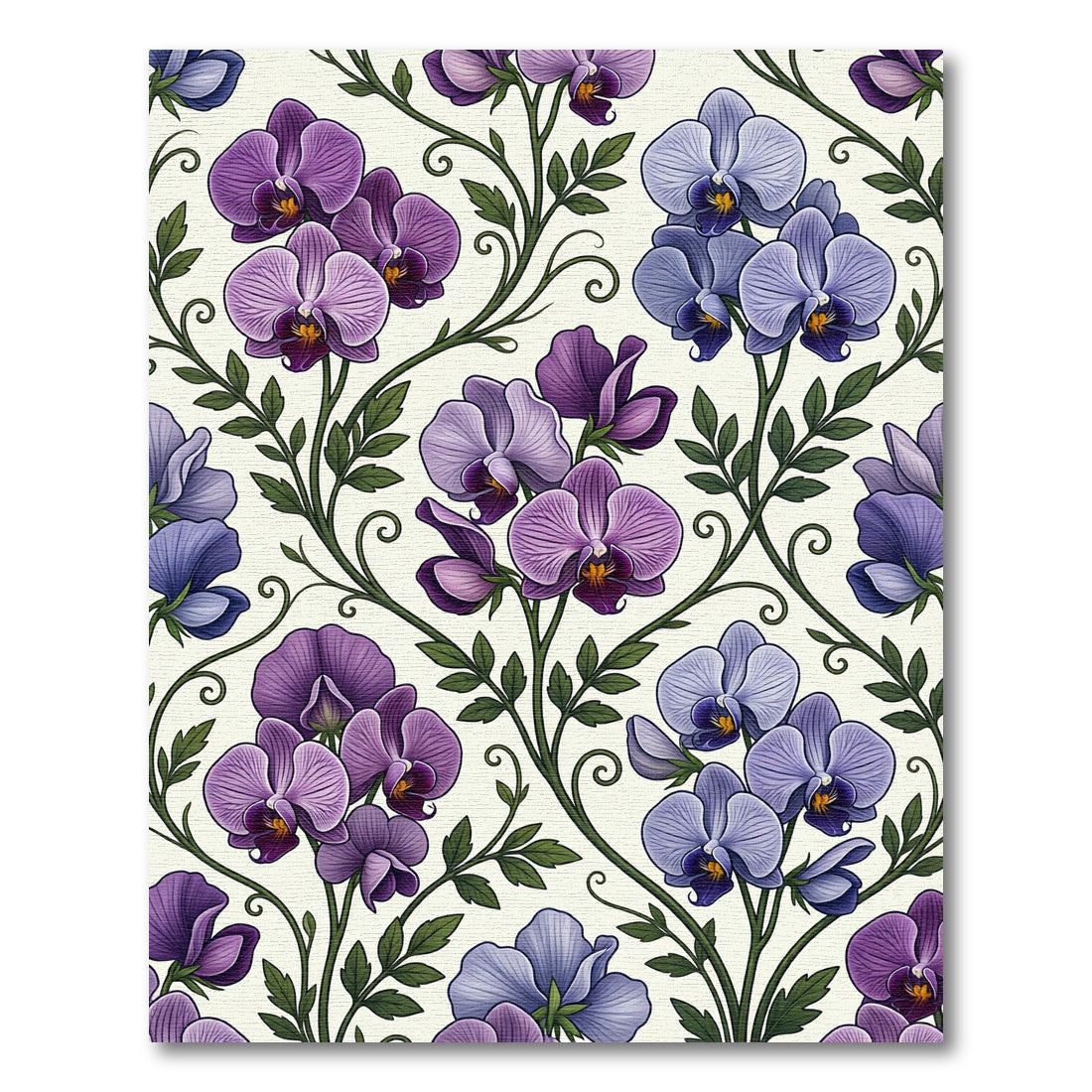 Elegant Violet Orchid Botanical Trellis Rug