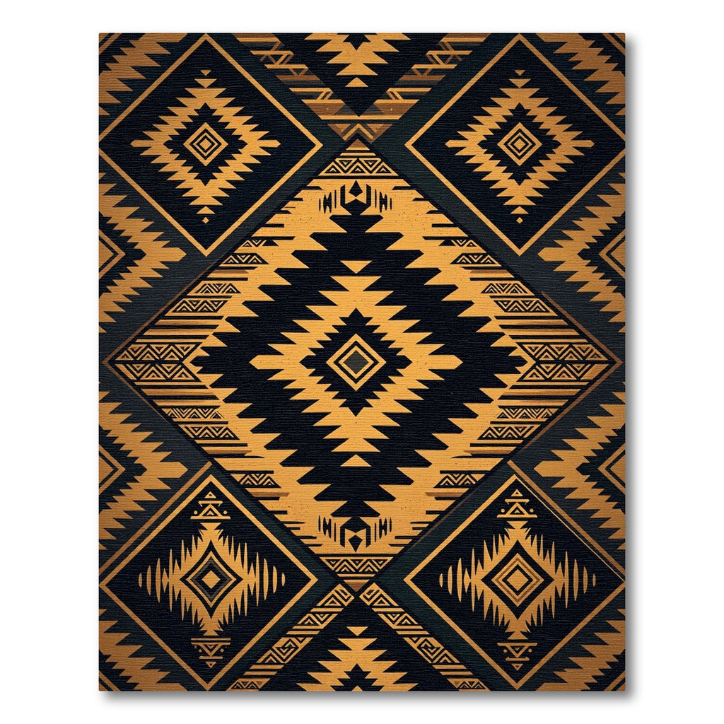 Golden Aztec Diamond Geometric Rug