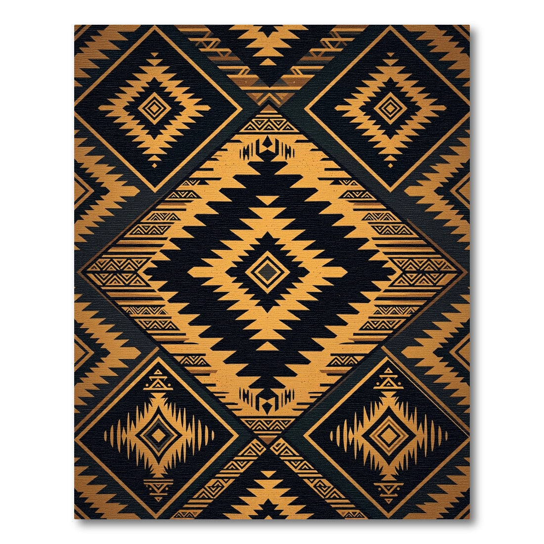 Golden Aztec Diamond Geometric Rug
