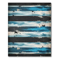Dark Blue Distressed Aquatic Horizon Stripe Rug