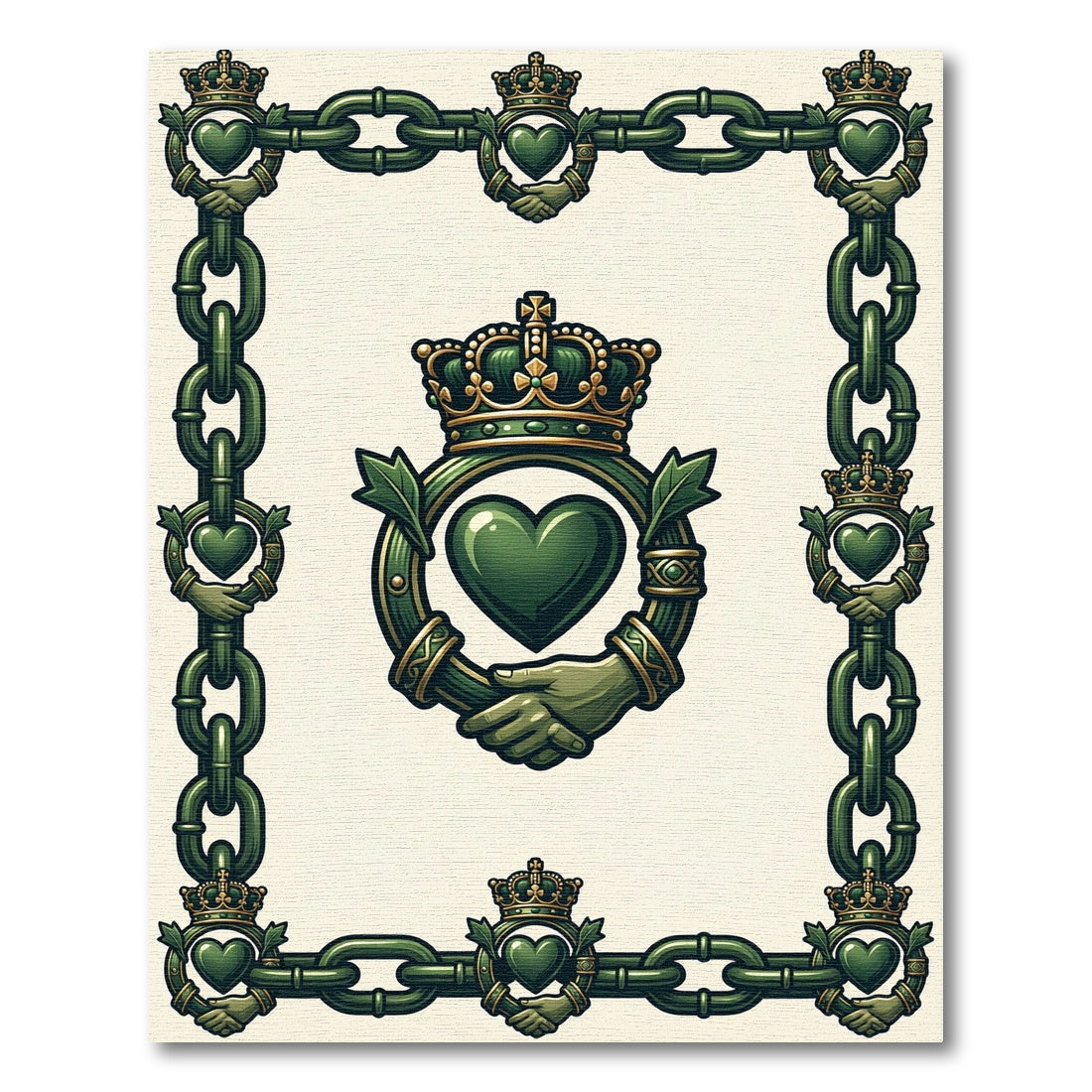 Emerald Crowned Heart Linked Chain Rug