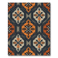 Earthy Orange Gray Geometric Diamond Rug