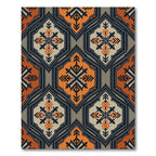 Earthy Orange Gray Geometric Diamond Rug