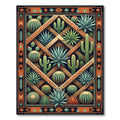 Southwestern Succulent Cactus Geometric Grid Rug