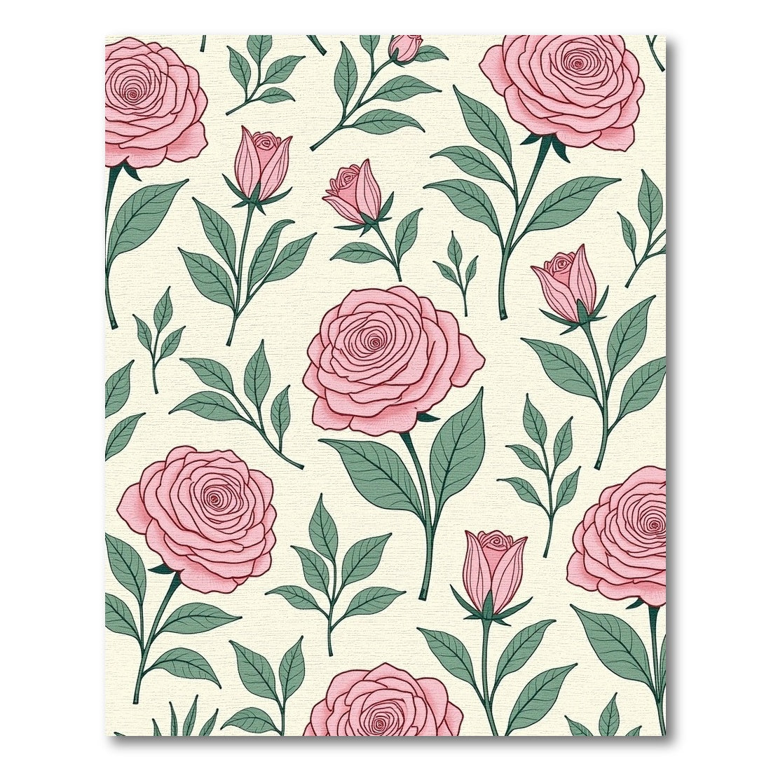 Pastel Pink Rose Garden Pattern Rug
