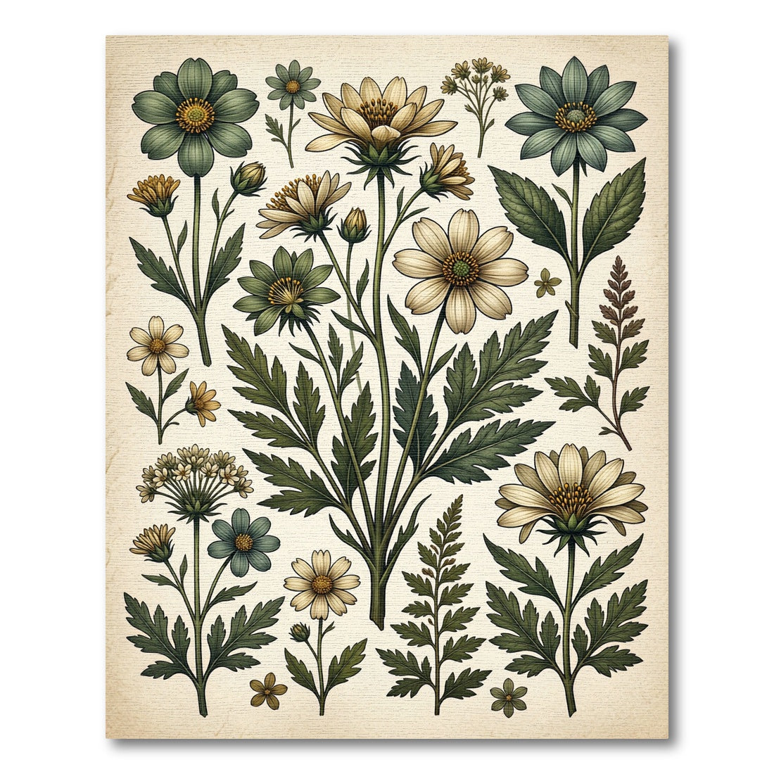 Botanical Cream and Sage Meadow Flora Rug