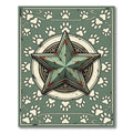 Distressed Sage Green Star Paw Emblem Rug