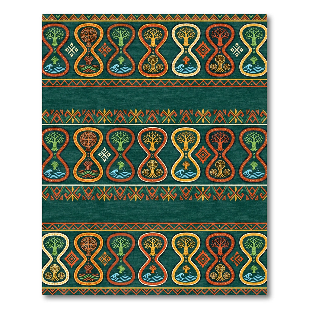 Emerald Green Tree Of Life Hourglass Rug