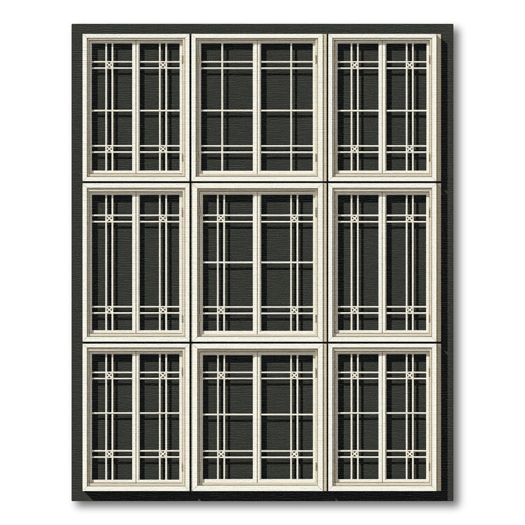 Modern White Grid Window Arrangement Rug