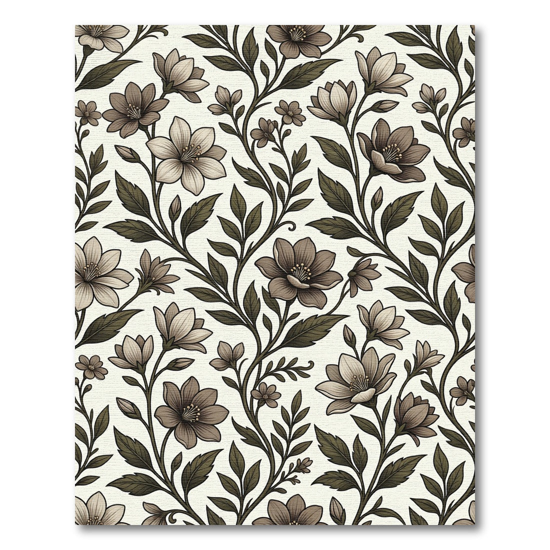 Taupe Floral Vine Scroll Rug