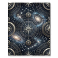 Celestial Gold Compass Galaxy Night Sky Rug
