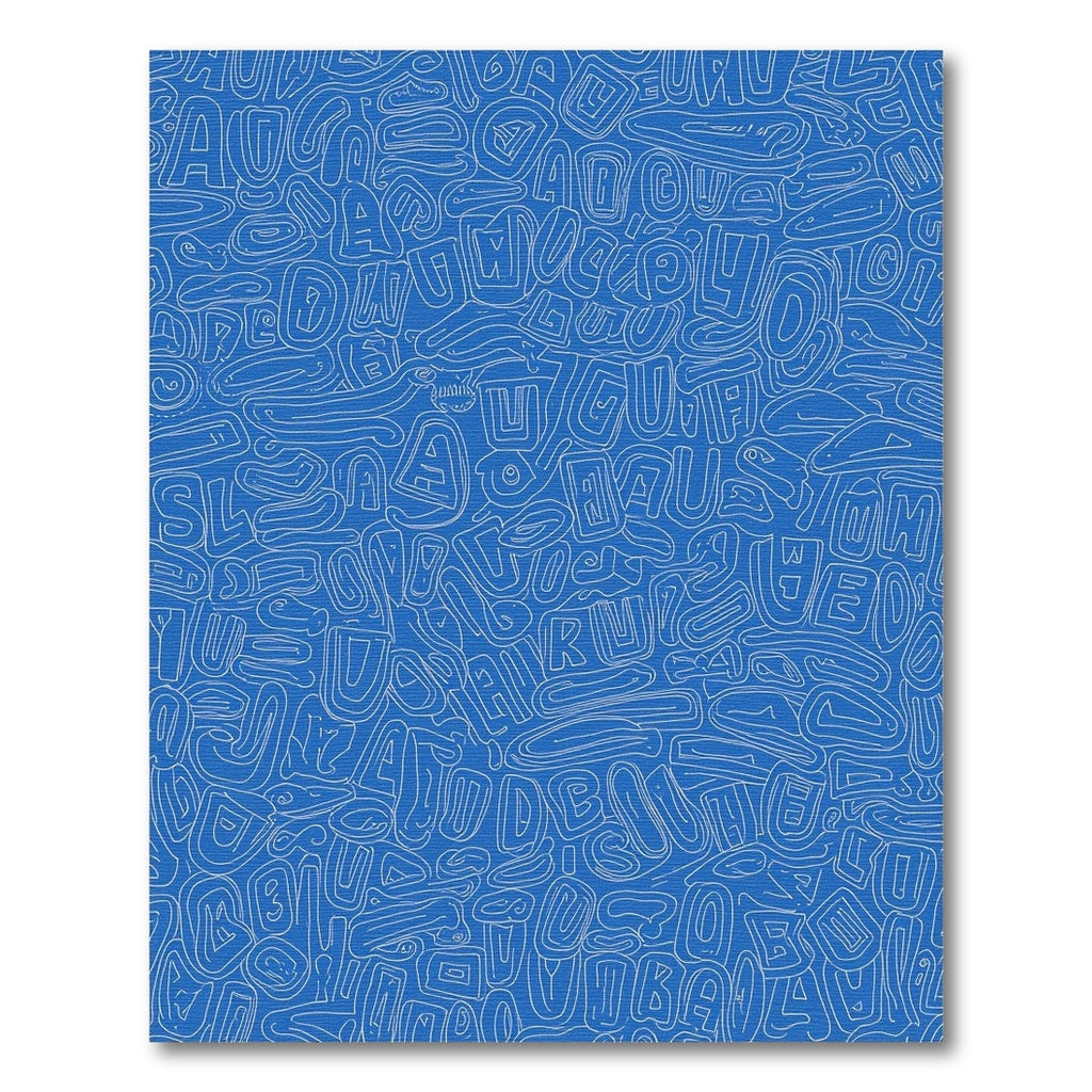 Blue Whimsical Word Cloud Rug