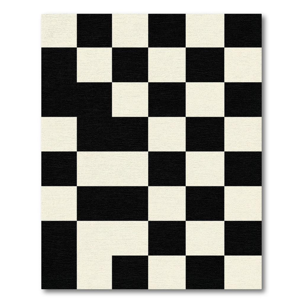 Modern Monochrome Abstract Checkered Grid Rug