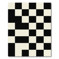 Modern Monochrome Abstract Checkered Grid Rug