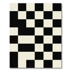 Modern Monochrome Abstract Checkered Grid Rug