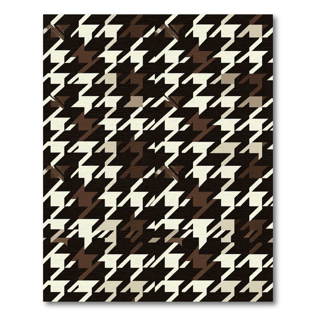 Brown Cream Houndstooth Geometric Accent Rug