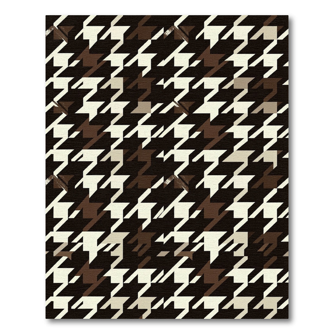 Brown Cream Houndstooth Geometric Accent Rug